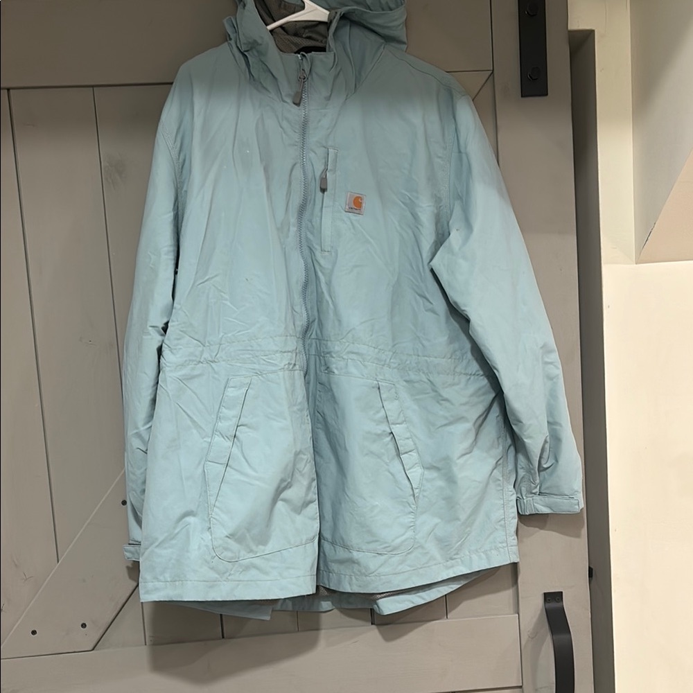 Light Blue Hooded Jacket, windbreaker/ raincoat, only worn once